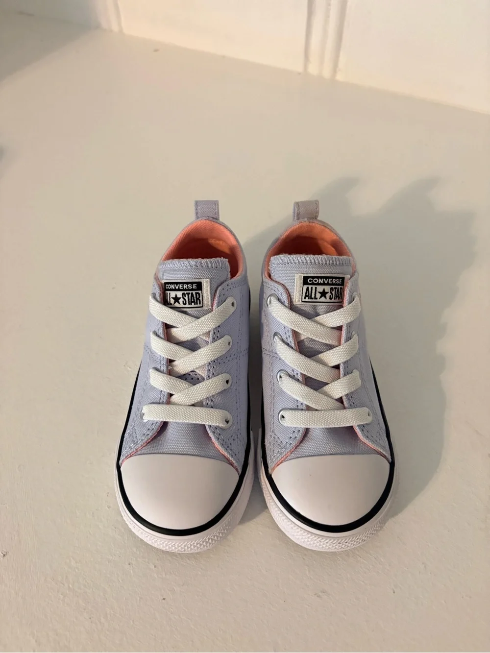 Converse Kids Lavender Canvas Low Top Sneakers with Pink Lining